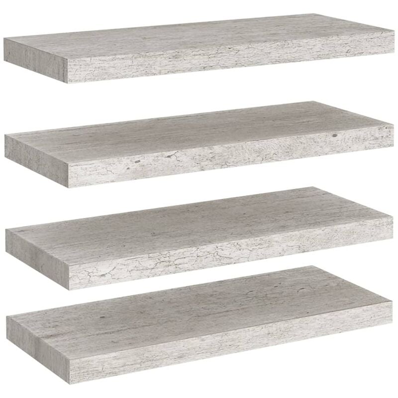 

vidaXL Estantes flotantes de pared gris hormigón MDF 60x23,5x3,8 cm 4 uds - Gris