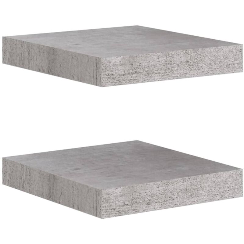 

vidaXL Estantes flotantes de pared gris hormigón MDF 23x23,5x3,8cm 2 uds - Gris