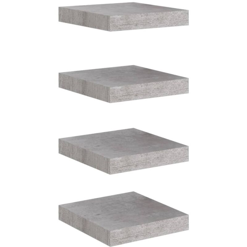 

vidaXL Estantes flotantes de pared gris hormigón MDF 23x23,5x3,8cm 4 uds - Gris