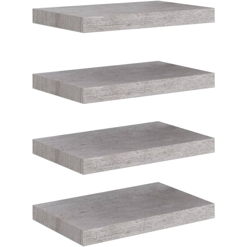 

vidaXL Estantes flotantes de pared gris hormigón MDF 40x23x3,8 cm 4 uds - Gris