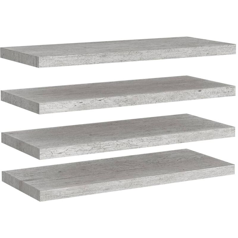 

vidaXL Estantes flotantes pared 4 uds gris hormigón MDF 80x23,5x3,8cm - Gris