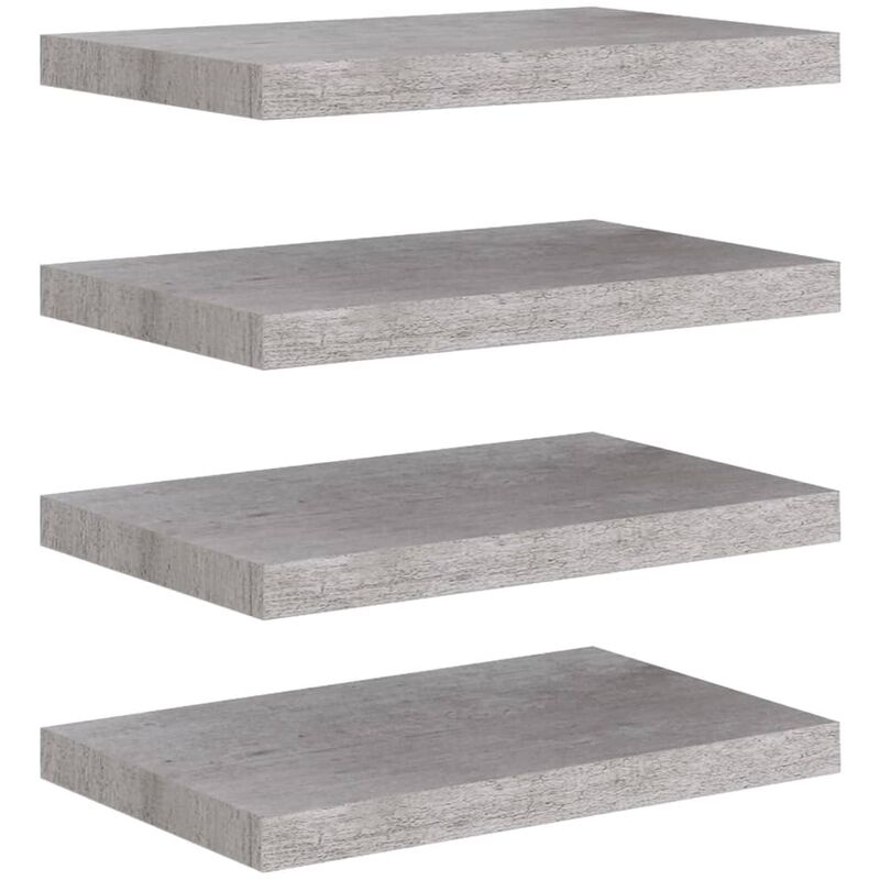

vidaXL Estantes flotantes de pared gris hormigón MDF 50x23x3,8 cm 4 uds - Gris