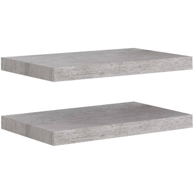 

vidaXL Estantes flotantes de pared gris hormigón MDF 50x23x3,8 cm 2 uds - Gris
