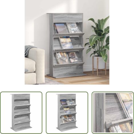 vidaXL Estante gris -  Estante de revistas con estante Gris Sonoma 70 x 41 x 126 cm