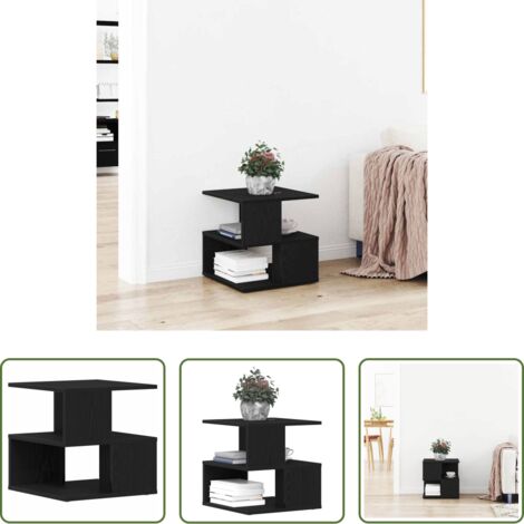 vidaXL Estante -  Mesa lateral Roble Negro 30 x 30 x 55 cm Madera de ingeniería