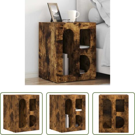 vidaXL Estante -  Mesita de Noche Roble ahumado 40 x 35 x 50 cm