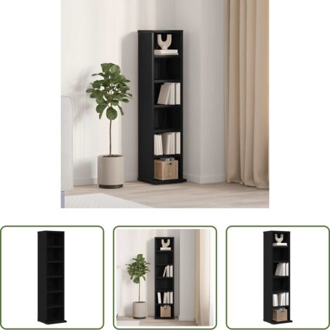 vidaXL Estante para CD -  Estantería para CDs madera contrachapada roble negro 21x20x88cm