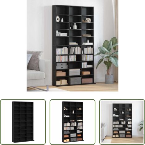 vidaXL Estante para discos -  Cabinet para CDs con estante Roble Negro 101 x 23 x 177,5 cm