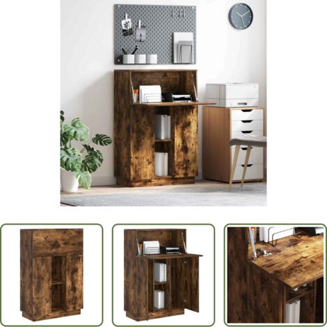 vidaXL Estante para oficina -  Escritorio con estante Roble ahumado 71.5 x 31.5 x 106.5 cm