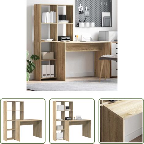vidaXL Estante para oficina -  Escritorio con estante Roble Sonoma 138,5 x 55 x 143 cm