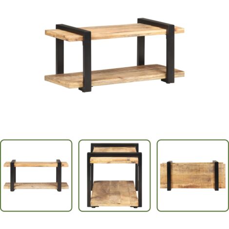 vidaXL Estante para TV -  Mueble para TV de madera maciza de mango rugosa 90x40x40 cm