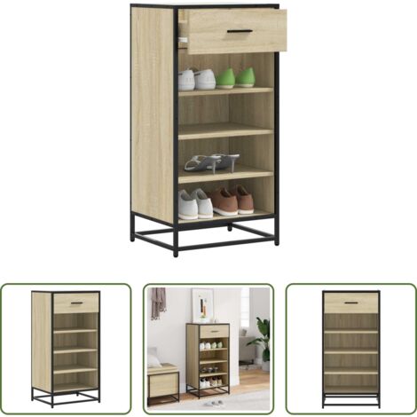 vidaXL Estante para zapatos -  Mueble zapatero madera contrachapada roble sonoma 48x38x97,5 cm