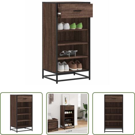 vidaXL Estante para zapatos -  Zapatero madera contrachapada roble marrón 48x38x97,5 cm