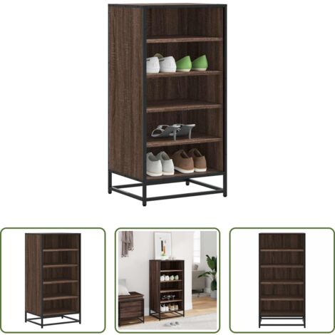 vidaXL Estante para zapatos -  Zapatero madera contrachapada roble marrón 48x38x97,5 cm