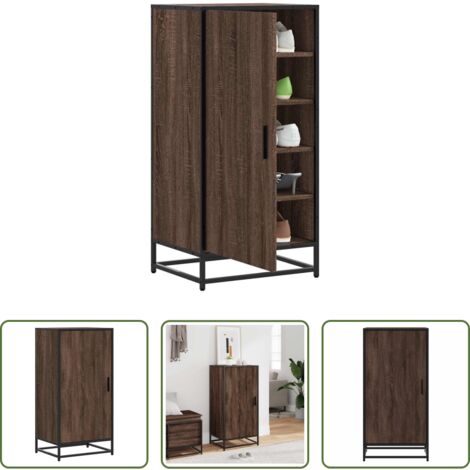 vidaXL Estante para zapatos -  Zapatero madera contrachapada roble marrón 48x38x97,5 cm