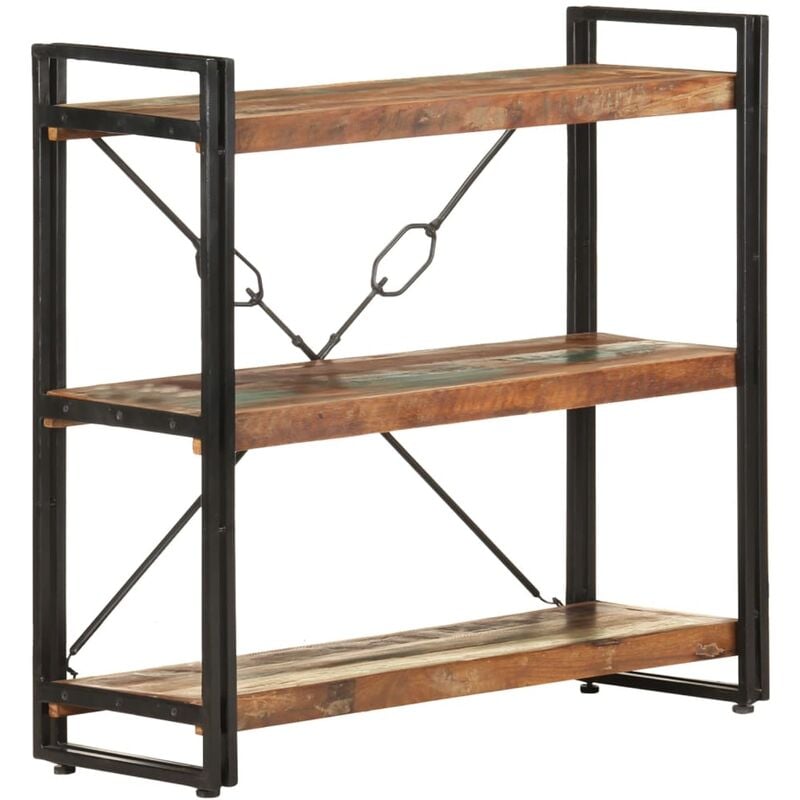 

vidaXL Estantería de 3 niveles de madera maciza reciclada 90x30x80 cm - Multicolor