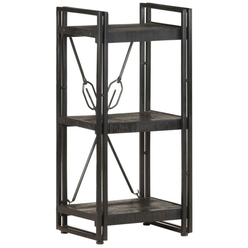 

vidaXL Estantería de 3 niveles madera maciza de mango negro 40x30x80cm - Negro