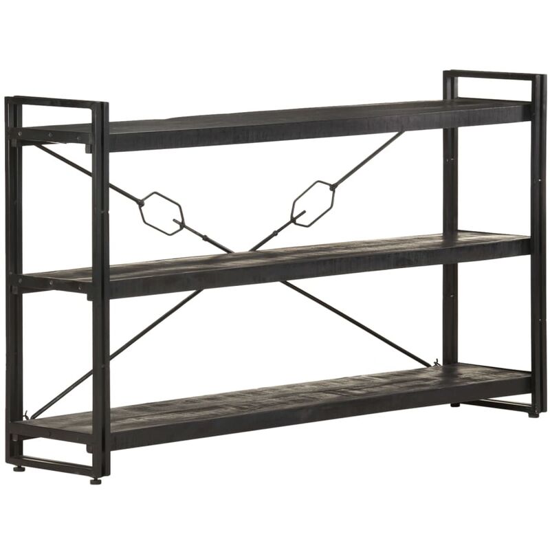 

vidaXL Estantería de 3 niveles madera maciza mango negro 140x30x80 cm - Negro