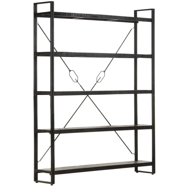 

vidaXL Estantería de 5 niveles madera maciza mango negro 140x30x180 cm - Negro