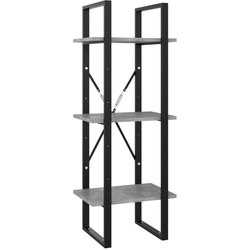 

vidaXL Estantería de 3 niveles aglomerado gris hormigón 40x30x105 cm - Gris