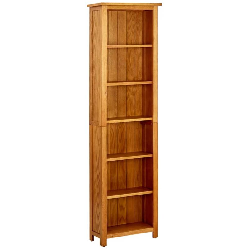 

Estantería de 6 niveles de madera maciza de roble 52x22x180 cm - Marrón - Vidaxl