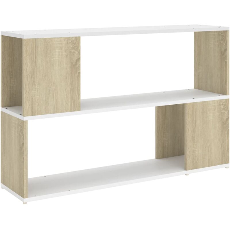 

vidaXL Estantería de aglomerado 100x24x63 cm blanco y roble Sonoma - Blanco