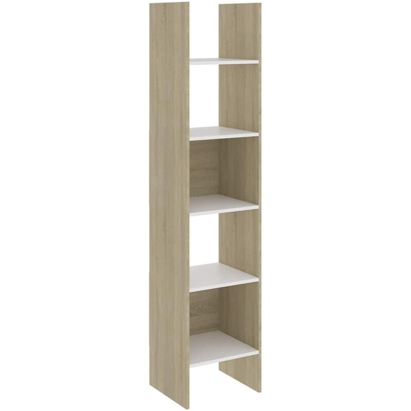 

vidaXL Estantería de aglomerado 40x30x180 cm blanco y roble Sonoma - Blanco