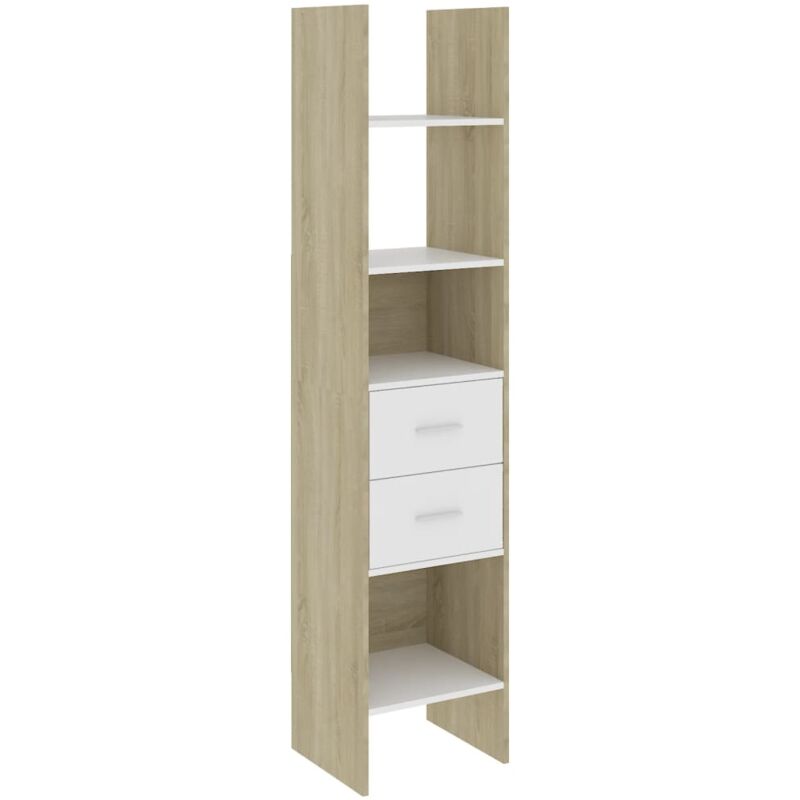 

vidaXL Estantería de aglomerado 40x30x180 cm blanco y roble Sonoma - Blanco