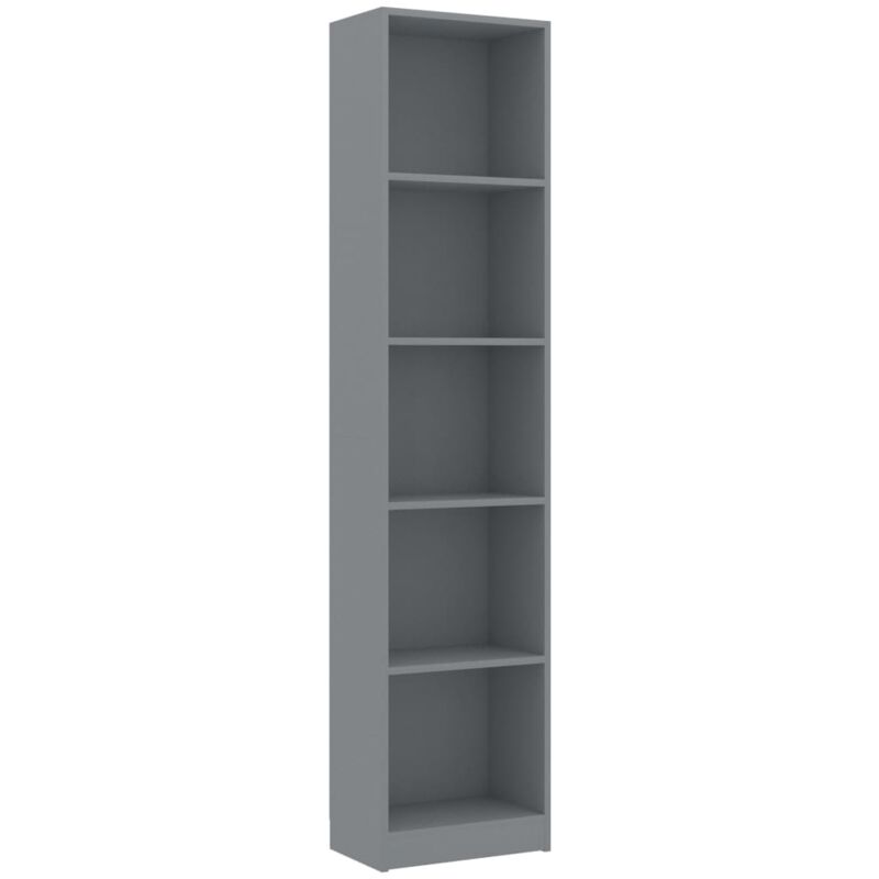 

vidaXL Estantería Librería 5 Niveles de Aglomerado 40x24x175 cm Gris - Gris