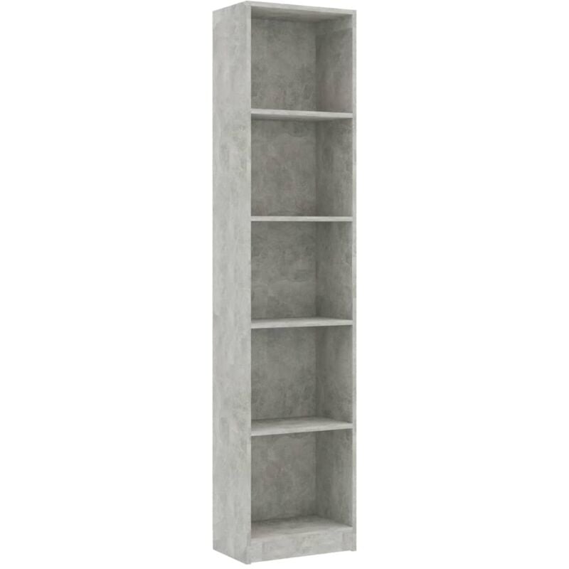 

vidaXL Estantería Librería 5 Niveles de Aglomerado 40x24x175 cm Gris Cemento - Gris