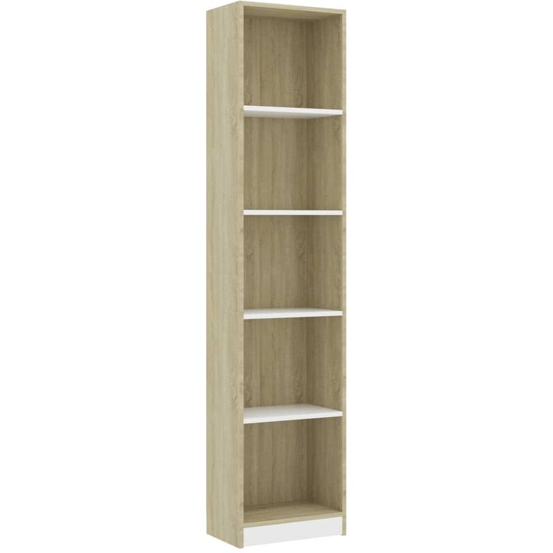 

vidaXL Estantería Librería 5 Niveles de Aglomerado 40x24x175 cm Blanco y Sonoma - Blanco