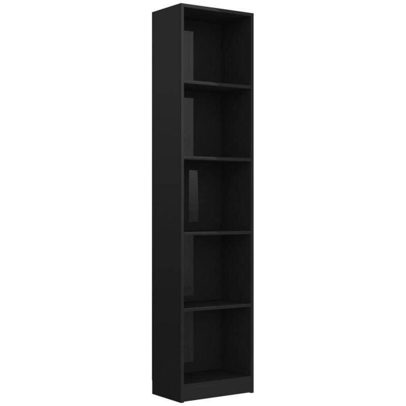 

vidaXL Estantería Librería 5 Niveles de Aglomerado 40x24x175 cm Negro Brillo - Negro