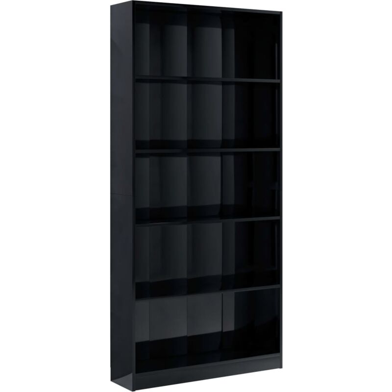 

vidaXL Estantería de Aglomerado Negro Brillante 80x24x175 cm - Negro