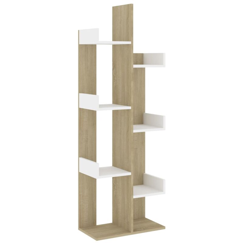 

vidaXL Estantería de aglomerado 48x25,5x140 cm blanco y roble Sonoma - Blanco