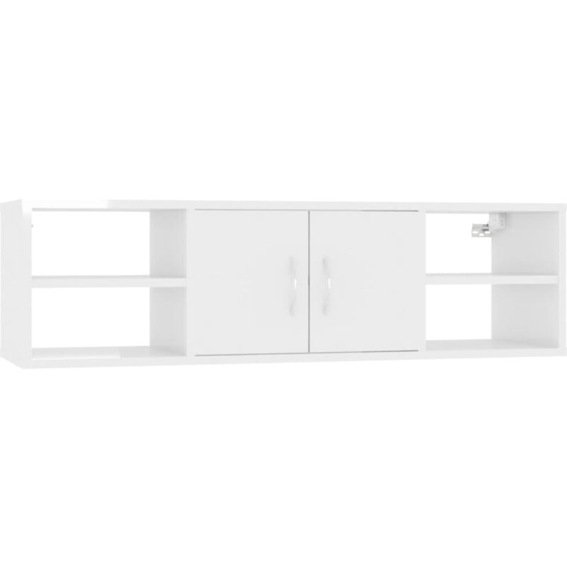

vidaXL Estantería de pared aglomerado 102x30x29 cm blanco brillante - Blanco