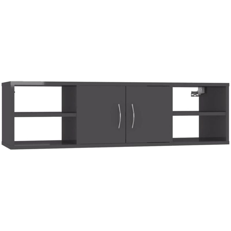 

vidaXL Estantería de pared aglomerado 102x30x29 cm gris brillante - Gris