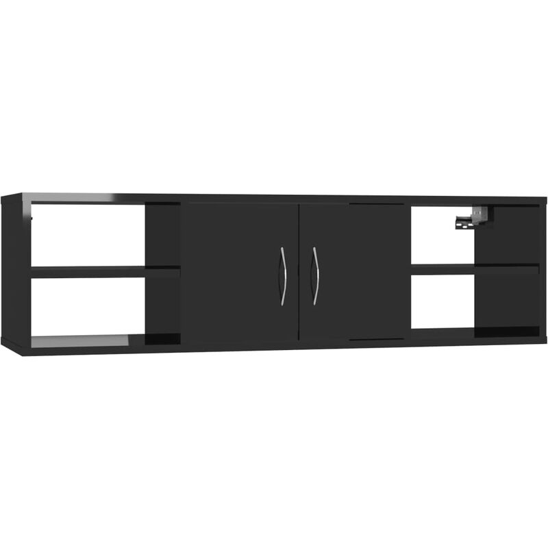 

vidaXL Estantería de pared aglomerado 102x30x29 cm negro brillante - Negro
