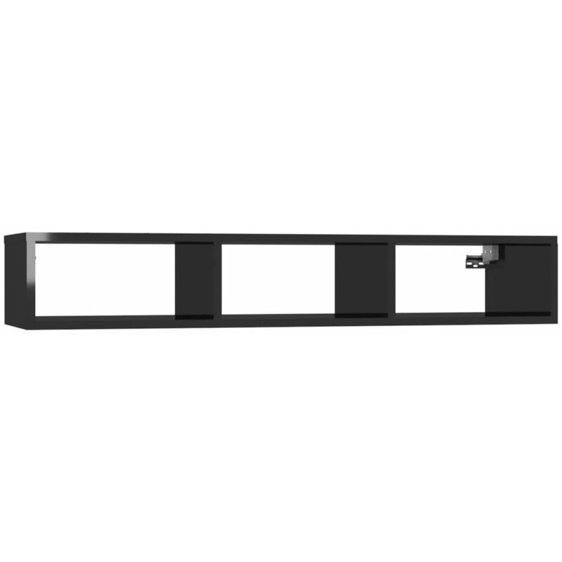 

vidaXL Estantería de pared aglomerado 102x30x17 cm negro brillante - Negro