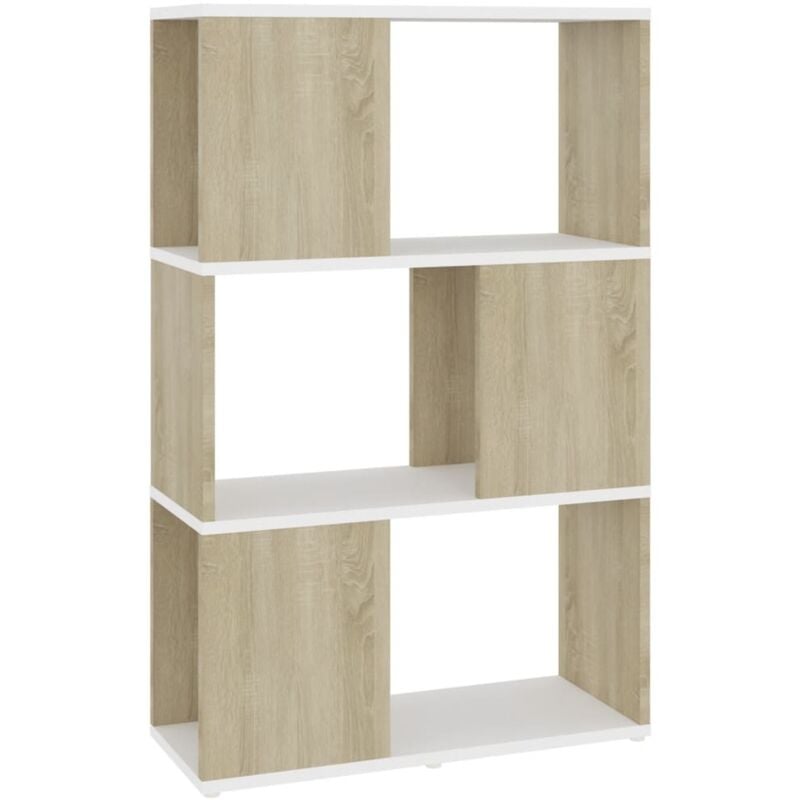 

vidaXL Estantería divisor de espacios aglomerado 60x24x94 cm blanco y Sonoma - Beige