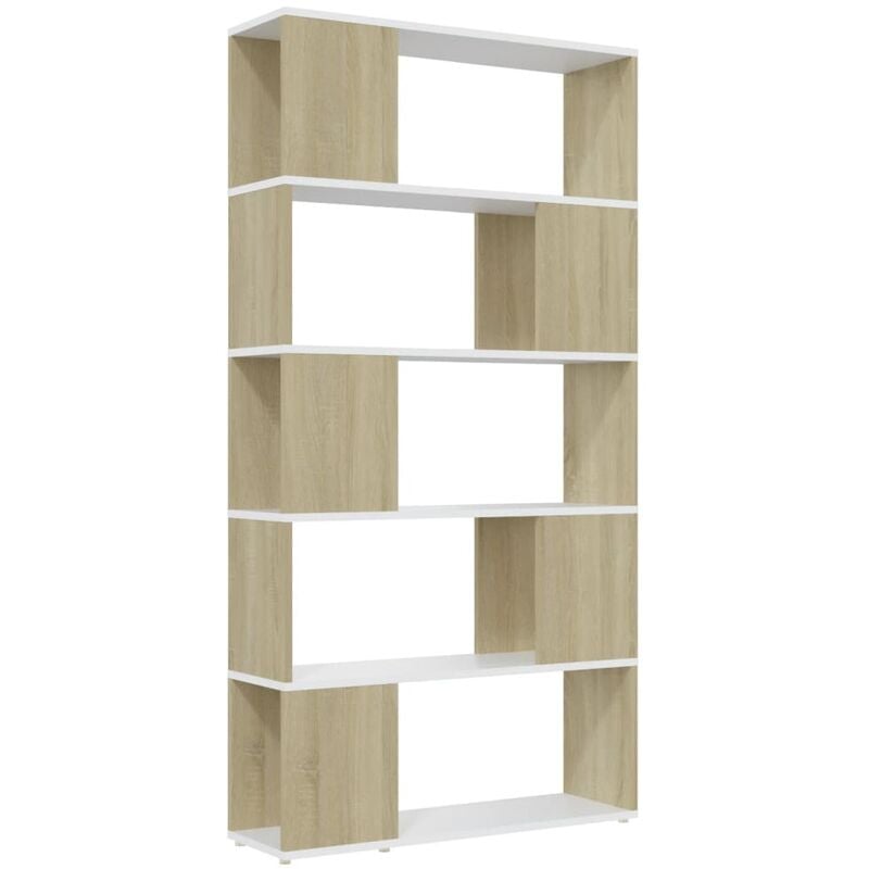 

vidaXL Estantería divisor de espacios aglomerado 80x24x155 cm blanco y Sonoma - Blanco