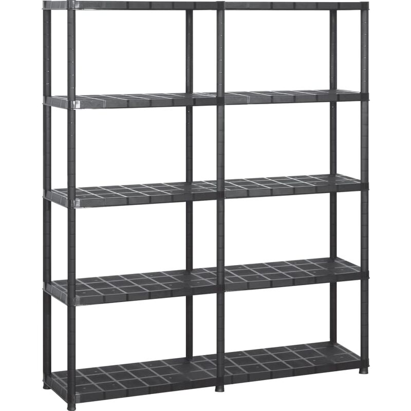 

vidaXL Estanterías de almacenaje 5 niveles plástico negro 142x38x170cm - Negro