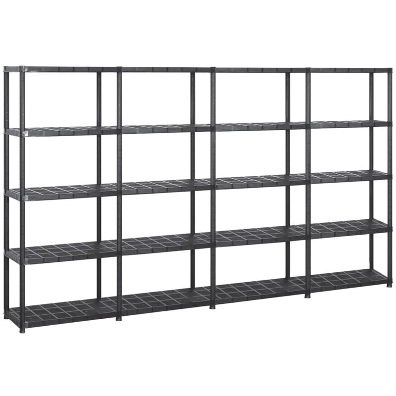 

vidaXL Estanterías de almacenaje 5 niveles plástico negro 284x38x170cm - Negro