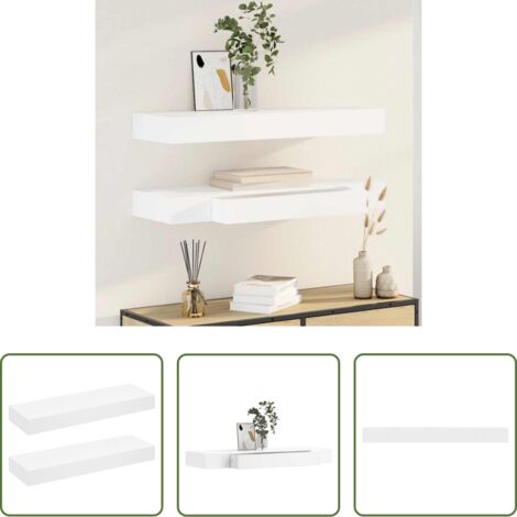 vidaXL Estantería con cajón -  Estantes de pared flotantes con cajones 2 uds blanco 80 cm
