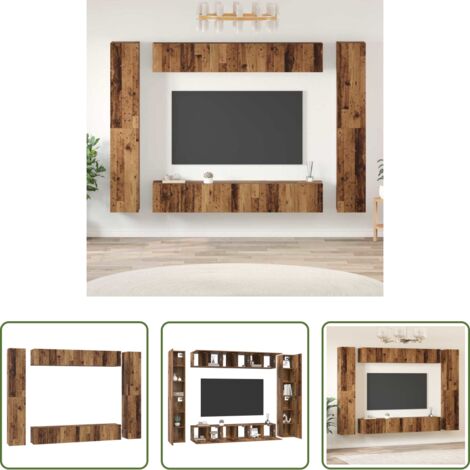 vidaXL Estantería -  Conjunto de mueble de TV 10 pcs Madera envejecida