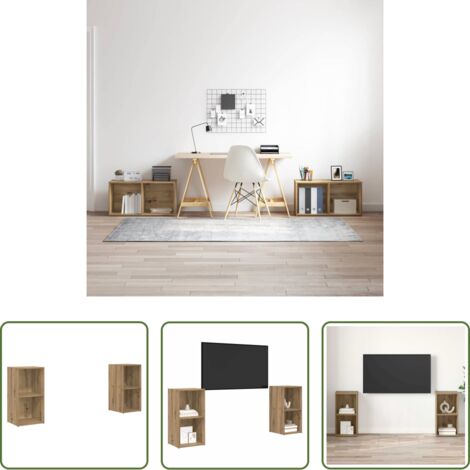 vidaXL Estantería -  Conjunto de mueble de TV 2 pcs Roble artesanal 37 x 35 x 72 cm