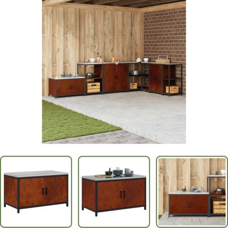vidaXL Estantería de acero -  Almacenamiento de cocina Oxidado 60 x 50 x 92 cm Acero