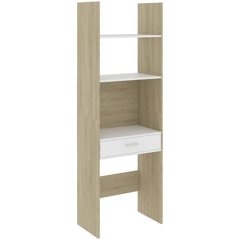 

vidaXL Estantería de aglomerado 60x35x180 cm blanco y roble Sonoma - Blanco