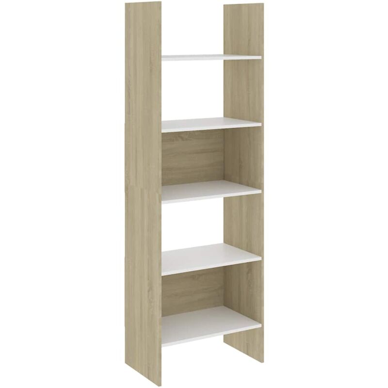 

vidaXL Estantería de aglomerado 60x35x180 cm blanco y roble Sonoma - Blanco