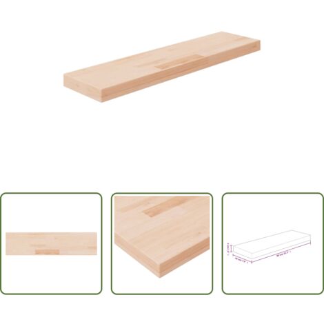 vidaXL Estantería de almacenamiento -  Tabla de estantería madera maciza roble sin tratar 80x20x4 cm