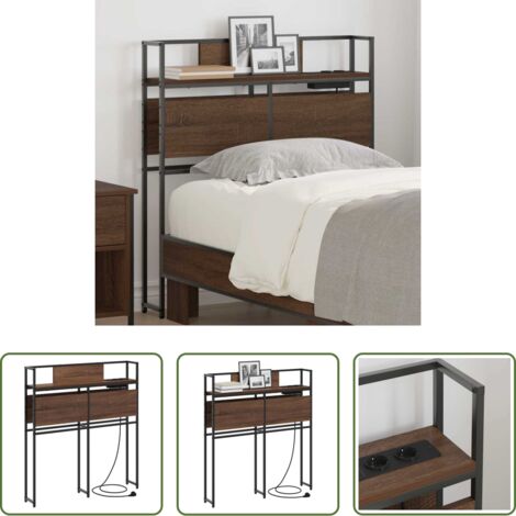 vidaXL Estantería de cabecero -  Cabecera de almacenamiento con estante Marrón roble 90 cm
